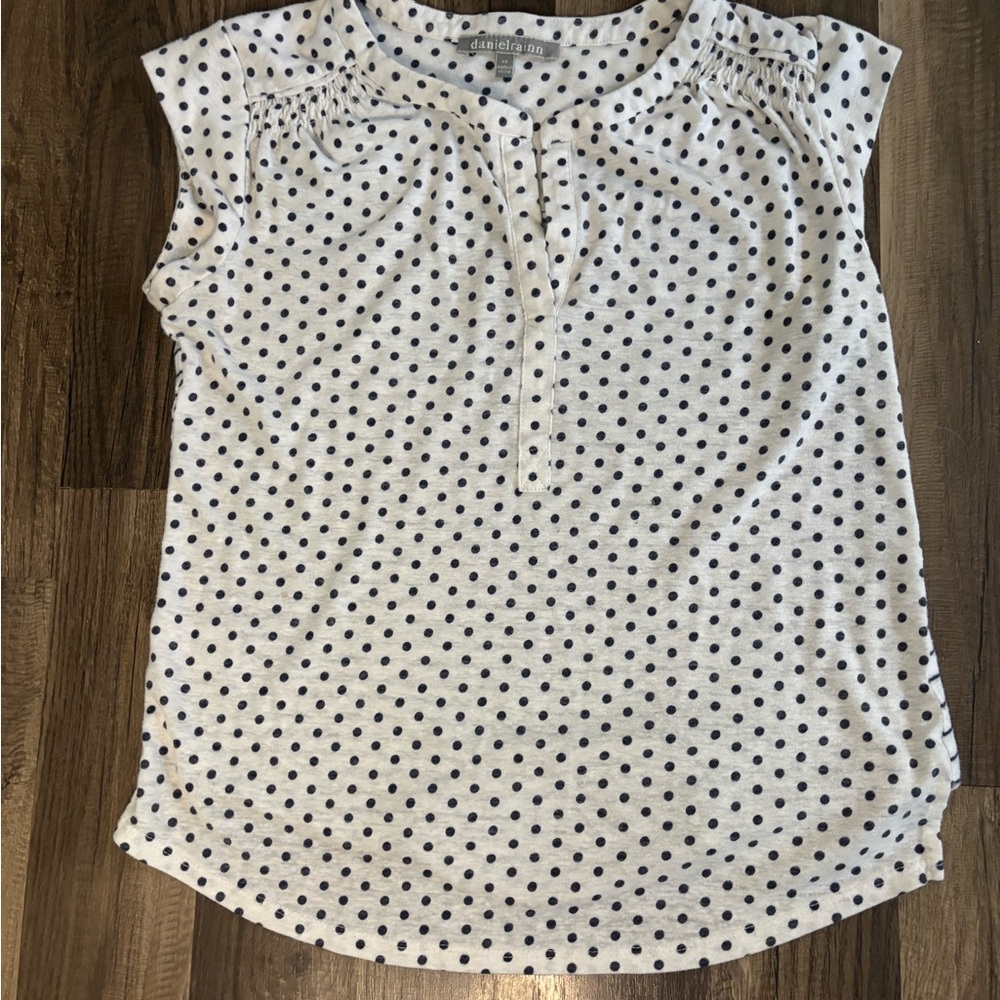 Daniel Rainn Cap Sleeve Polo Blouse